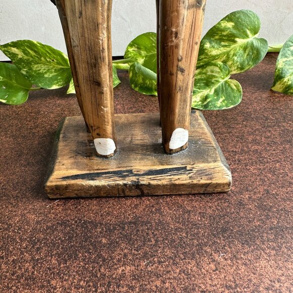 Hand Carved Wooden Elephant Figurine With Mosaic Accents - Picture 7 of 8